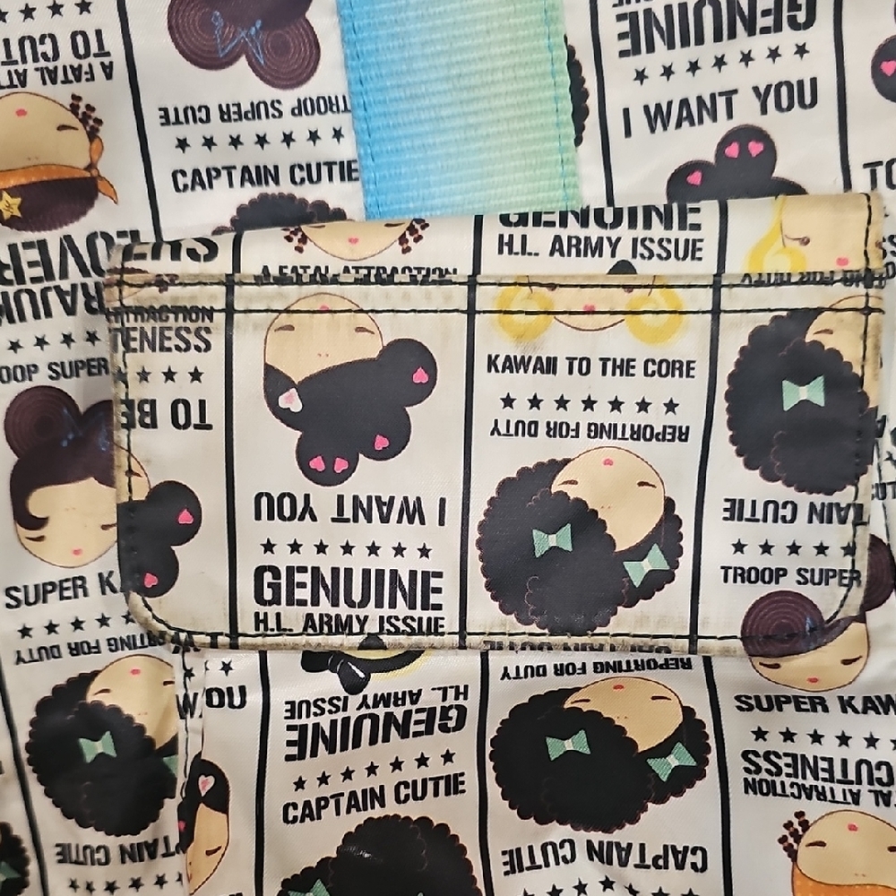 HARAJUKU Cute Graphic Tote Bag with Blue Handles - Picture 3 of 7